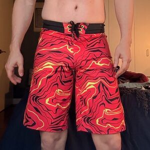 Under Armour Red and Yellow Patterned Board Shorts